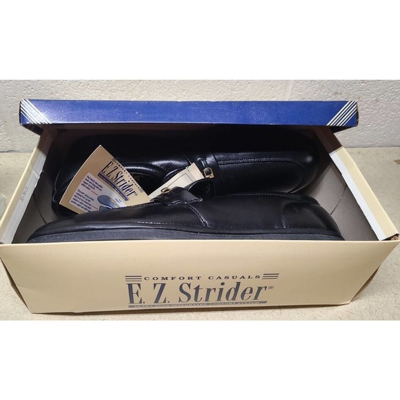 E.Z. Strider Men\'s Sz 13W Faux Leather Slip on Cushion Casual Loafer Black Shoes